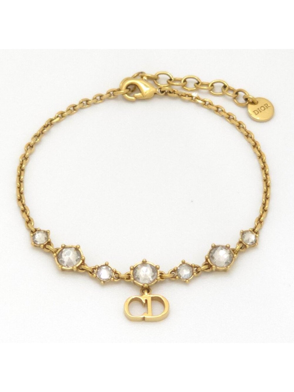 Dior Clair D Lune Bracelet 15.6 19 Crystal CD Signature Gold